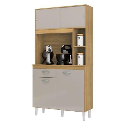 Armário Para Cozinha Kit Duda 90 Cm Damasco Off White - Poquema
