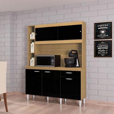 Cozinha Ambiente Kit Duda 140 Cm Damasco Preto - Poquema