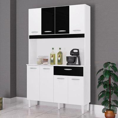 Cozinha Ambiente Kit Cassia 8 Portas Branco Preto - Poquema
