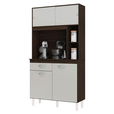 Armário Para Cozinha Kit Duda 90 Cm Chocolate Off White - Poquema