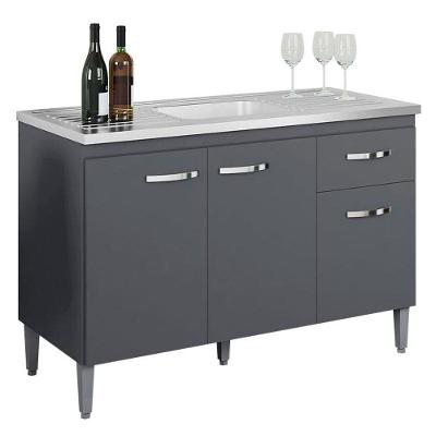Balcão De Pia Gabriela 120 Cm Cinza Fosco - Ajl