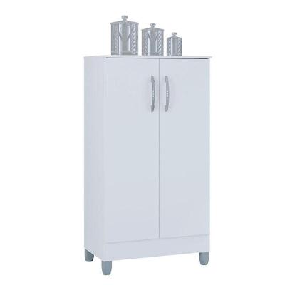 Armário Multiuso 2 Portas Pequeno Branco Brilho - Poquema