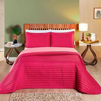 Cobre Leito King Mult Colors Dupla Face Micropercal 200 Fios 3 Peças - Pink/rosa