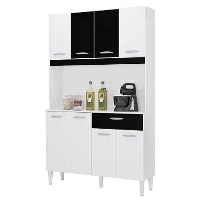 Cozinha Kit Cassia 8 Portas Branco Preto - Poquema