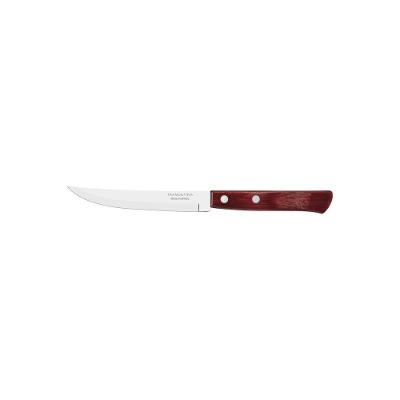 Faca Para Churrasco Tramontina Com Lâmina Em Aço Com Fio Liso E Cabo De Madeira Vermelho 5 Polegada