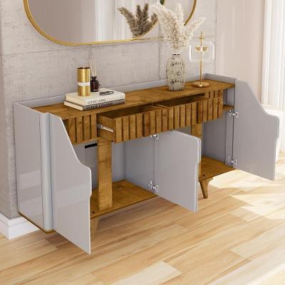 Aparador Buffet 2 Gavetas Ripadas 4 Portas Off White Naturalle Danile Shop Jm