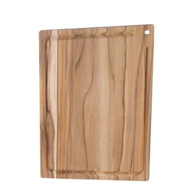 Tábua Para Churrasco Tramontina Retangular Média Em Madeira Teca Com Acabamento Natural 33x20 Cm
