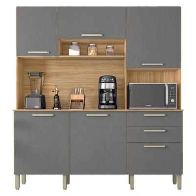 Cozinha Ferrara 6 Portas E 2 Gavetas Freijó Gris Kits Paraná