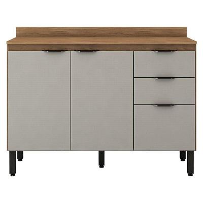 Balcão De Cozinha Firenze Com Tampo 120 Cm Amêndola Touch Nude Prime Tx - Demóbile