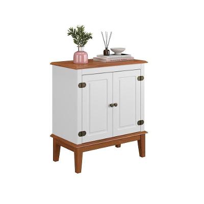 Balcão De Madeira Maciça 2 Portas - Branco Branco