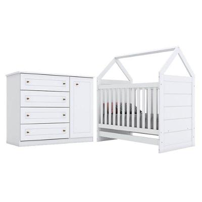 Berço Montessoriano Americano E Cômoda Infantil Mississipi Branco - Henn