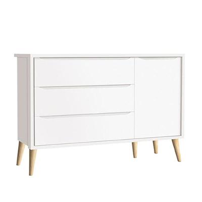 Cômoda Infantil Theo 1 Porta Branco Acetinado Com Pés Madeira Natural - Reller