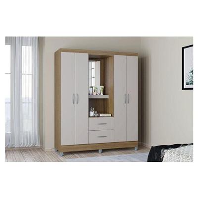 Guarda Roupa Solteiro Ambiente Cordoba 4 Portas Castanho Off White - Poquema