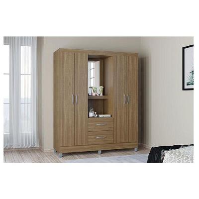 Guarda Roupa Solteiro Ambiente Cordoba 4 Portas Castanho - Poquema