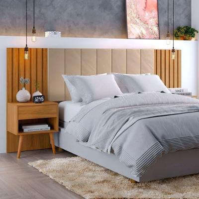 Cabeceira Queen Extensivel Estofada Com Mesa De Cabeceira Zara Shop Jm Camaru