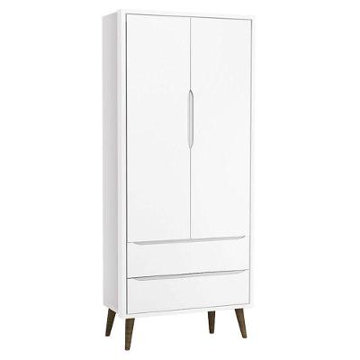 Guarda Roupa Infantil Theo 2 Portas Branco Acetinado Com Pés Amadeirado - Reller