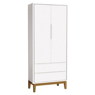 Guarda Roupa Infantil New Classic 2 Portas Branco Com Pés Madeira - Reller