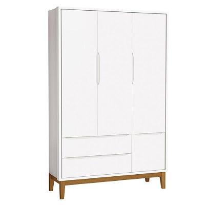 Guarda Roupa Infantil New Classic 3 Portas Branco Com Pés Madeira - Reller.