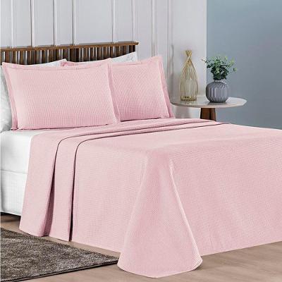 Cobre Leito King Charm Piquet 100% Algodão 3 Peças - Rosa