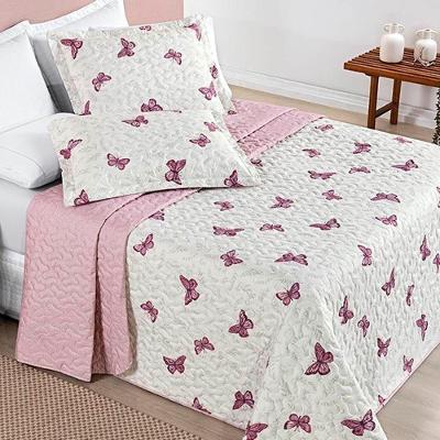 Cobre Leito Queen Dupla Face Avere 200 Fios Estampado 3 Peças - Borboletas