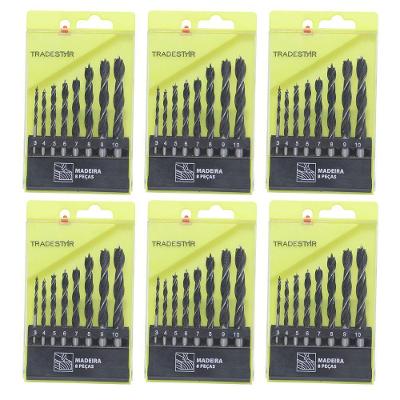 Kit Com 06 Jogo Brocas Para Madeira 8 Peças Tradestar