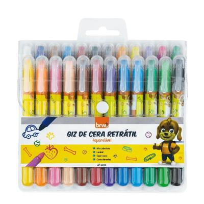 Giz De Cera Retrátil Aquarelável Brw 24 Cores