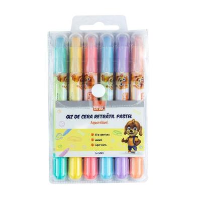 Giz De Cera Retrátil Aquarelável Pastel Com 6 Cores Brw