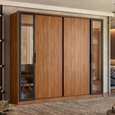 Guarda Roupa Casal Laredo Nogueira Touch Flex Com Vidro Reflecta Demóbile - Demartêz