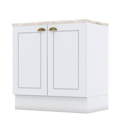 Balcão 2 Portas 80 Cm Americana Branco Com Tampo Cooktop Calcare - Henn