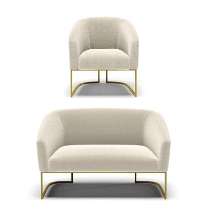 Sofá Namoradeira E Poltrona Industrial Dourado Stella Bouclê D03 - D'rossi Cor Mostarda