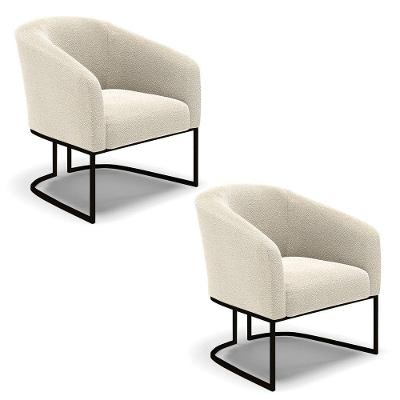 Poltrona Para Sala Industrial Preto Kit 2 Stella Bouclê D03 - D'rossi Cor Verde
