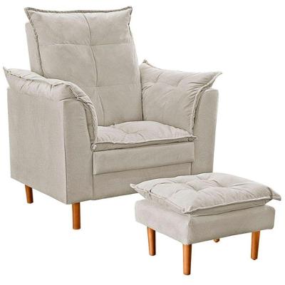 Poltrona De Amamentação Com Puff Quarto Bebê Leticia Suede Bege