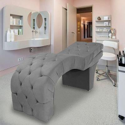 Maca Estética Estofada Reclinável Ergonômica Veludo Eliana Cinza