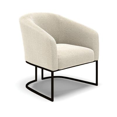 Poltrona Decorativa Base Industrial Preto Stella Bouclê D03 - D'rossi Cor Verde