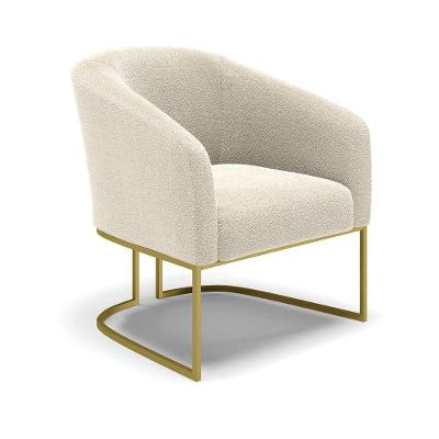 Poltrona Decorativa Base Industrial Dourado Stella Bouclê D03 - D'rossi Cor Verde