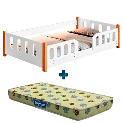 Cama Montessori Infantil Branca Melissa Divaloto Com Colchão Probel