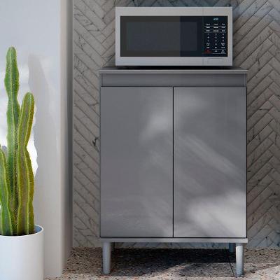 Balcão De Cozinha Com Tampo 2 Portas 61cm Italy Cinza - Ej Móveis