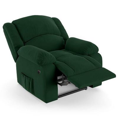 Poltrona Do Papai Reclinável Pietra Power Elétrica Fh9 Veludo Verde - Mpozenato