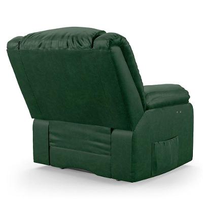 Poltrona Do Papai Reclinável Pietra Elétrica Led Fh9 Pu Verde Musgo - Mpozenato