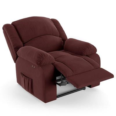 Poltrona Do Papai Reclinável Pietra Elétrica Led Fh9 Veludo Vinho - Mpozenato
