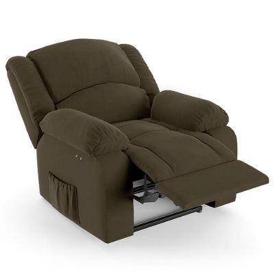Poltrona Do Papai Reclinável Pietra Elétrica Led Fh9 Veludo Capuccino - Mpozenato
