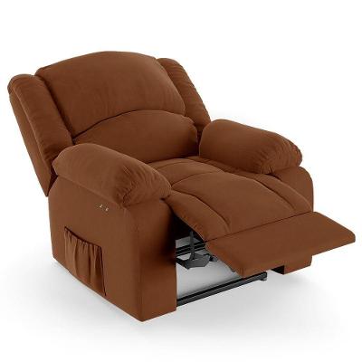 Poltrona Do Papai Reclinável Pietra Elétrica Led Fh9 Veludo Terracota - Mpozenato