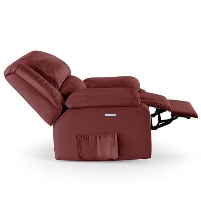 Poltrona Do Papai Reclinável Pietra Elétrica Led Massagem Fh9 Pu Vermelho - Mpozenato