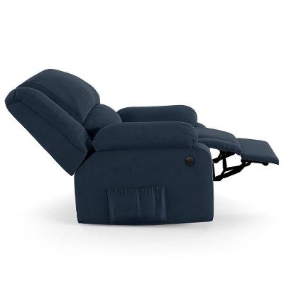 Poltrona Do Papai Reclinável Pietra Power Elétrica Massagem Fh9 Veludo Azul - Mpozenato
