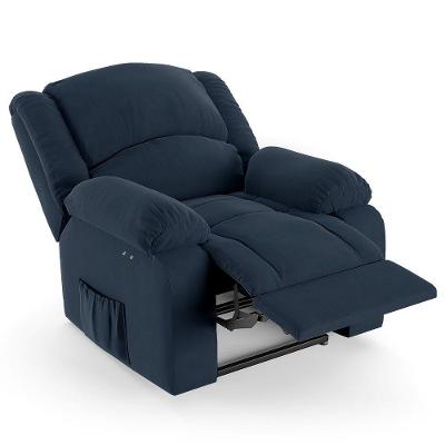 Poltrona Do Papai Reclinável Pietra Power Touch Usb Fh9 Veludo Azul - Mpozenato