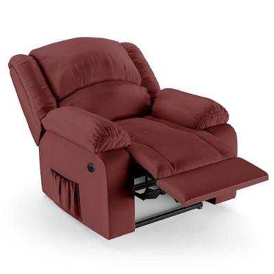 Poltrona Do Papai Reclinável Pietra Power Elétrica Massagem Fh9 Pu Vermelho - Mpozenato