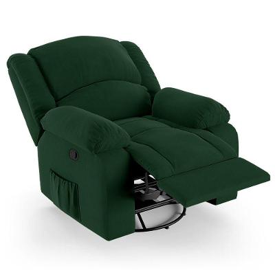 Poltrona Do Papai Reclinável Pietra Glider Giratória Massagem Fh9 Veludo Verde - Mpozenato
