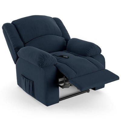 Poltrona Do Papai Reclinável Pietra Controle Power Elétrico Usb Fh9 Veludo Azul - Mpozenato