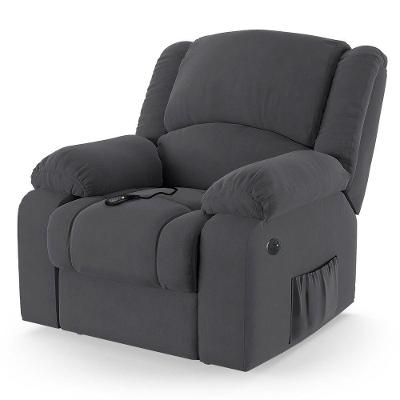 Poltrona Do Papai Reclinável Pietra Controle Power Elétrico Usb Fh9 Veludo Cinza - Mpozenato