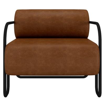 Poltrona Decorativa Para Sala Industrial Kira K04 Sintético Marrom - Mpozenato